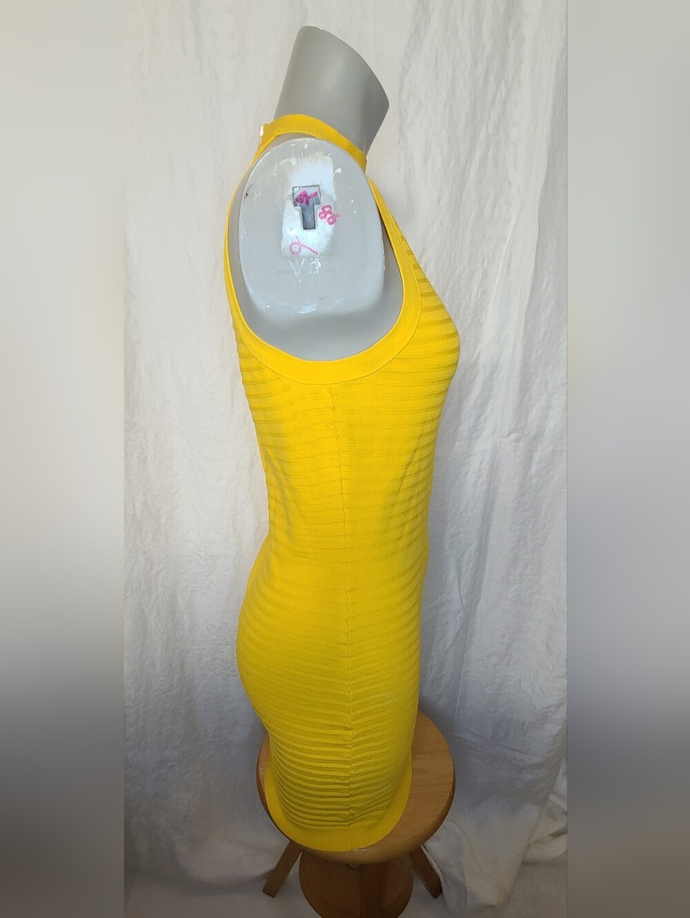 Guess Yellow Ribbed Halter Mini Dress - Picture 3 of 7